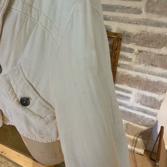 Thick ivory linen bomber jacket soft free people - Picture 4 of 10
